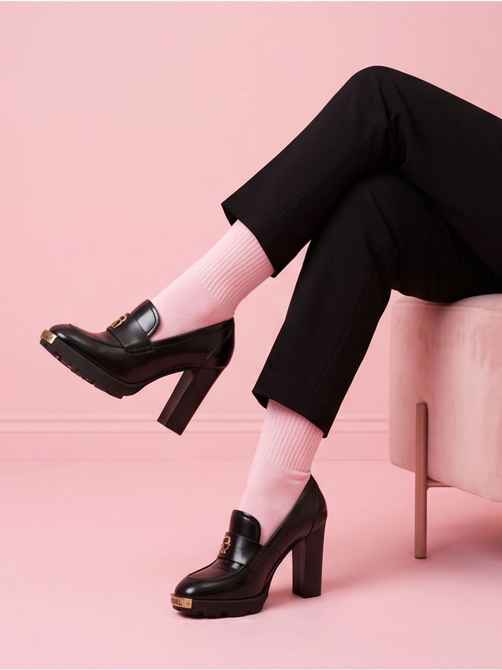Karl Lagerfeld Paris Virna Patent Faux Leather Platform High Heel Loafers size 7